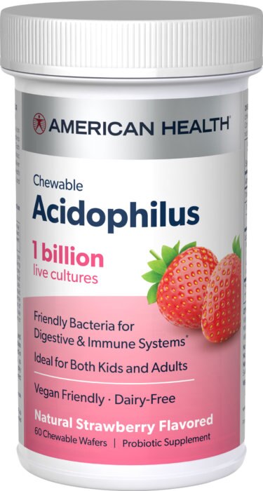American Health Chewable Acidophilus 1 Billion, Natural Strawberry
