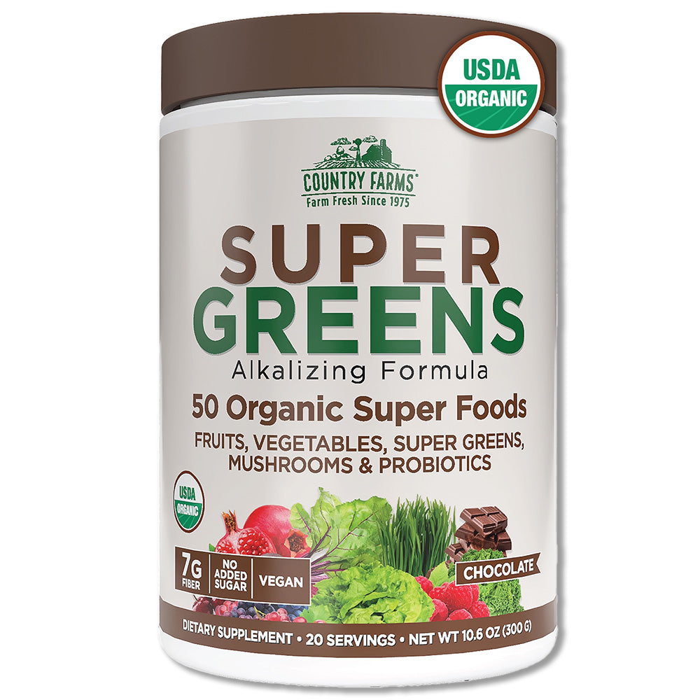 Country Farms Super Greens Powder, Chocolate