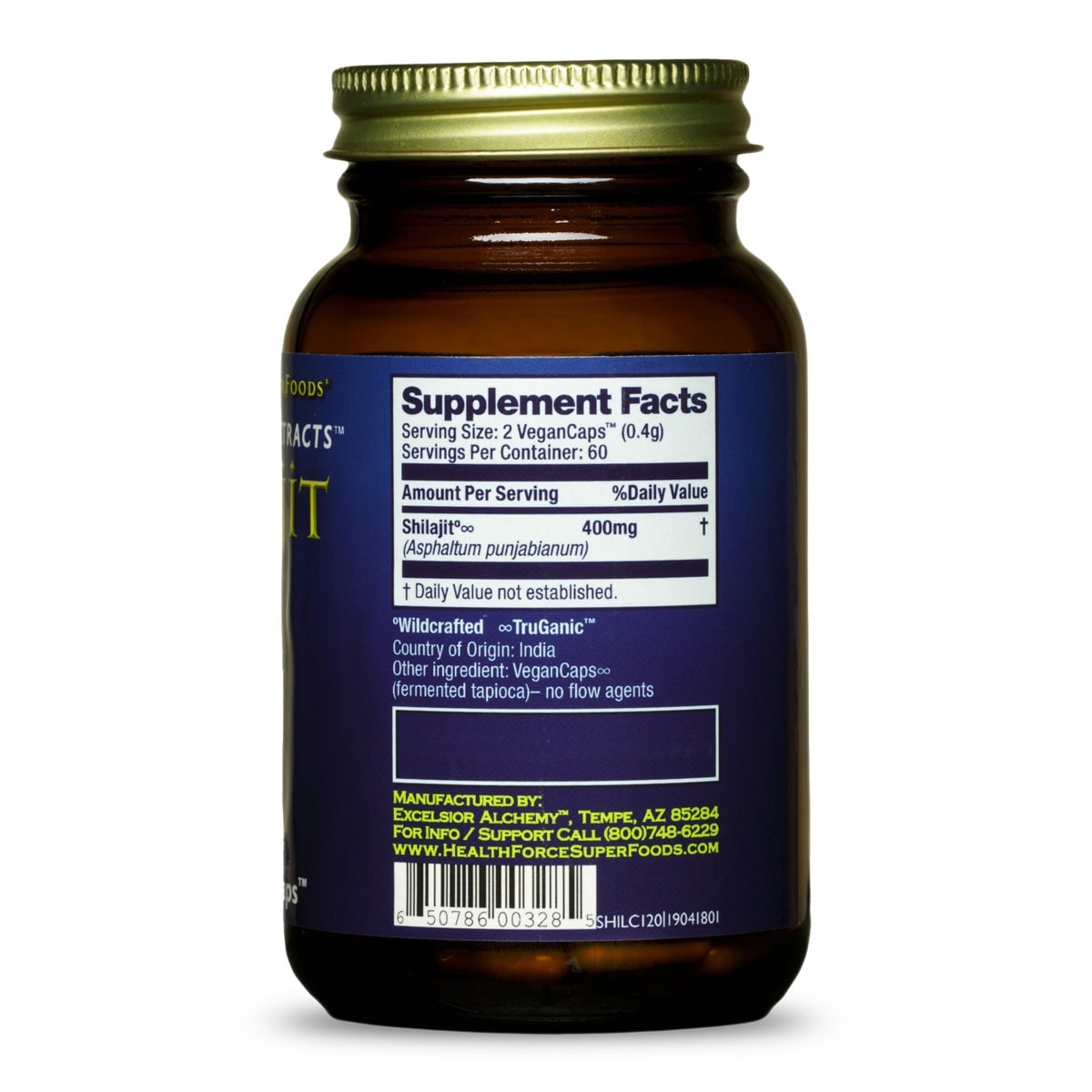 Supplement Facts for Health Force Super Foods Integrity Extracts Shilajit