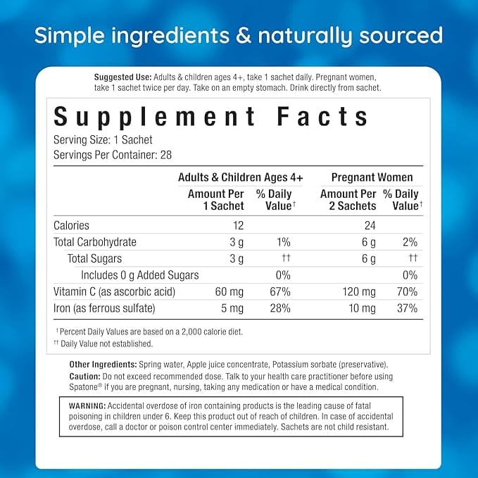 Supplement Facts for Spatone Apple