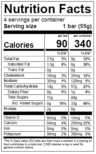 Nutrition Facts for Alden's Organic Strawberry Twist Bar
