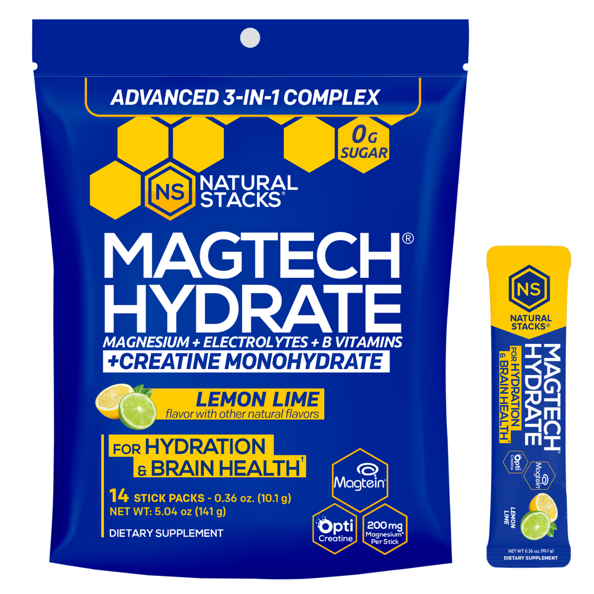 Natural Stacks MagTech Hydrate + Creatine - Lemon Lime