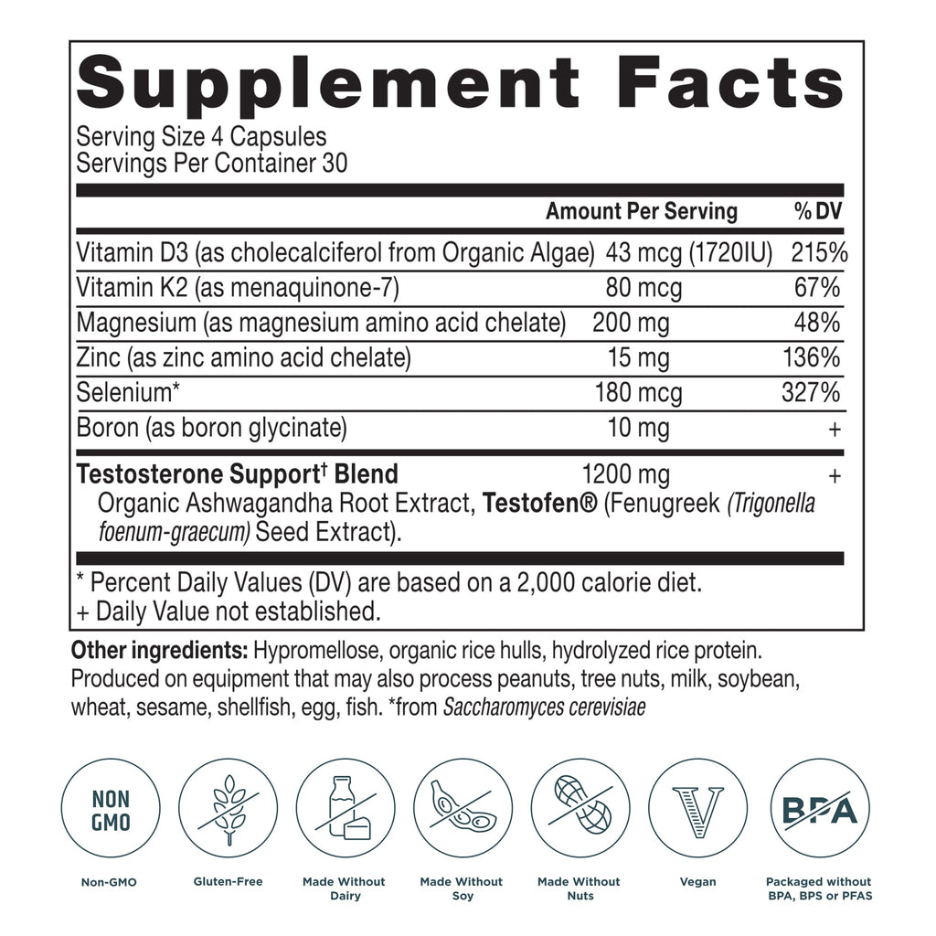 Supplement Facts for Ancient Nutrition Men's Testosterone Booster