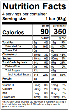 Nutrition Facts for Alden's Organic Thai Tea Swirl Bars