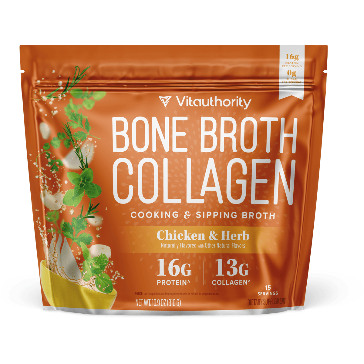 Vitauthority Bone Broth Collagen - Chicken & Herb
