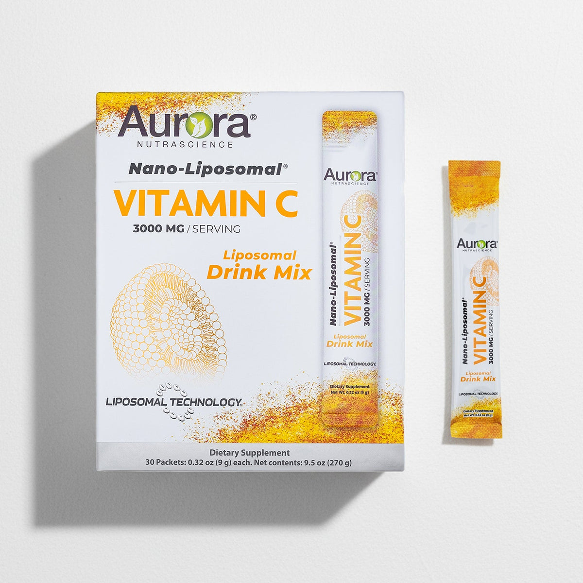 Aurora Nutrascience Nano-Liposomal Vitamin C Drink Mix Powder, 3,000 mg