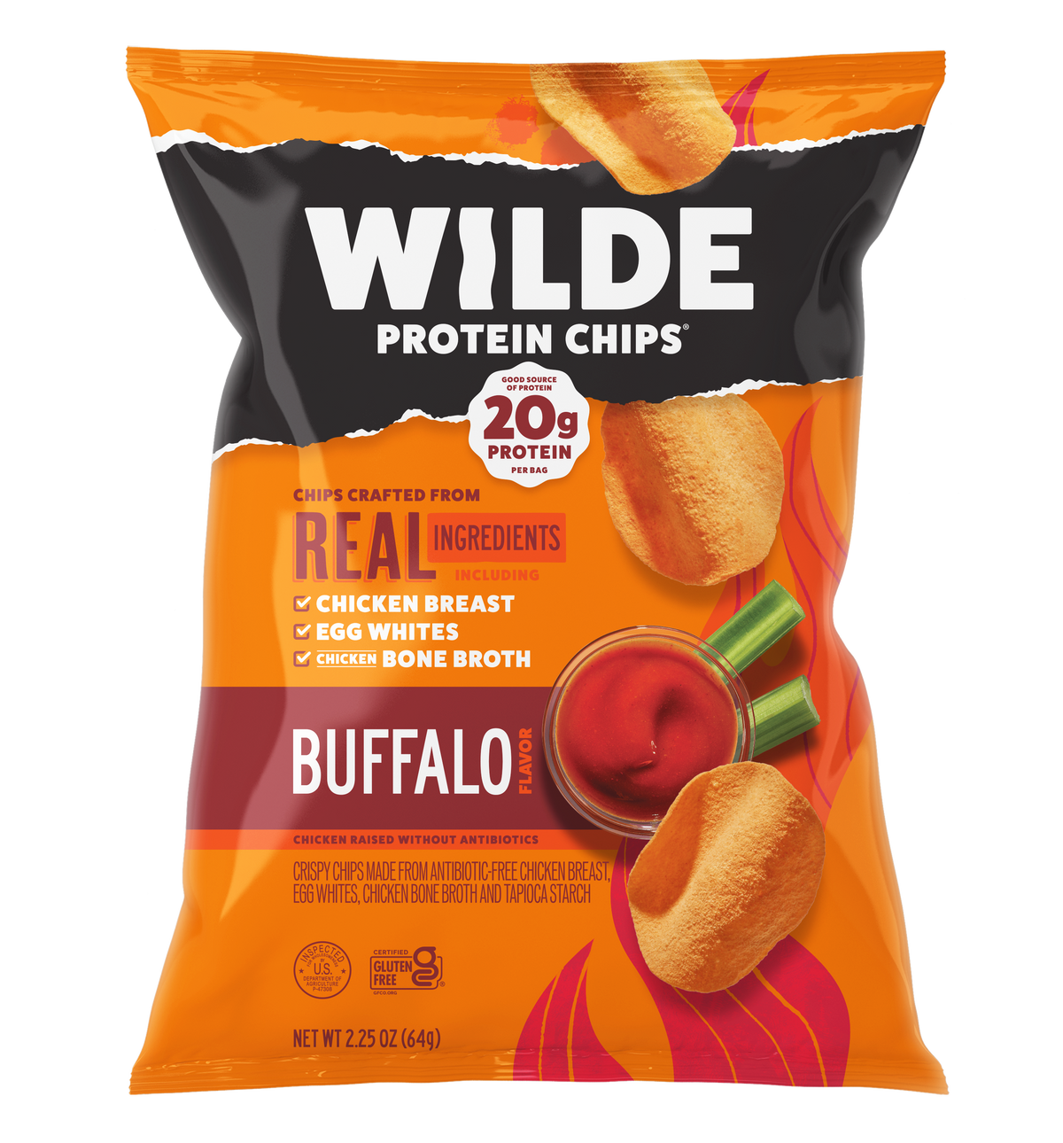 WILDE SNACK Protein Chips, Buffalo 2.25 oz