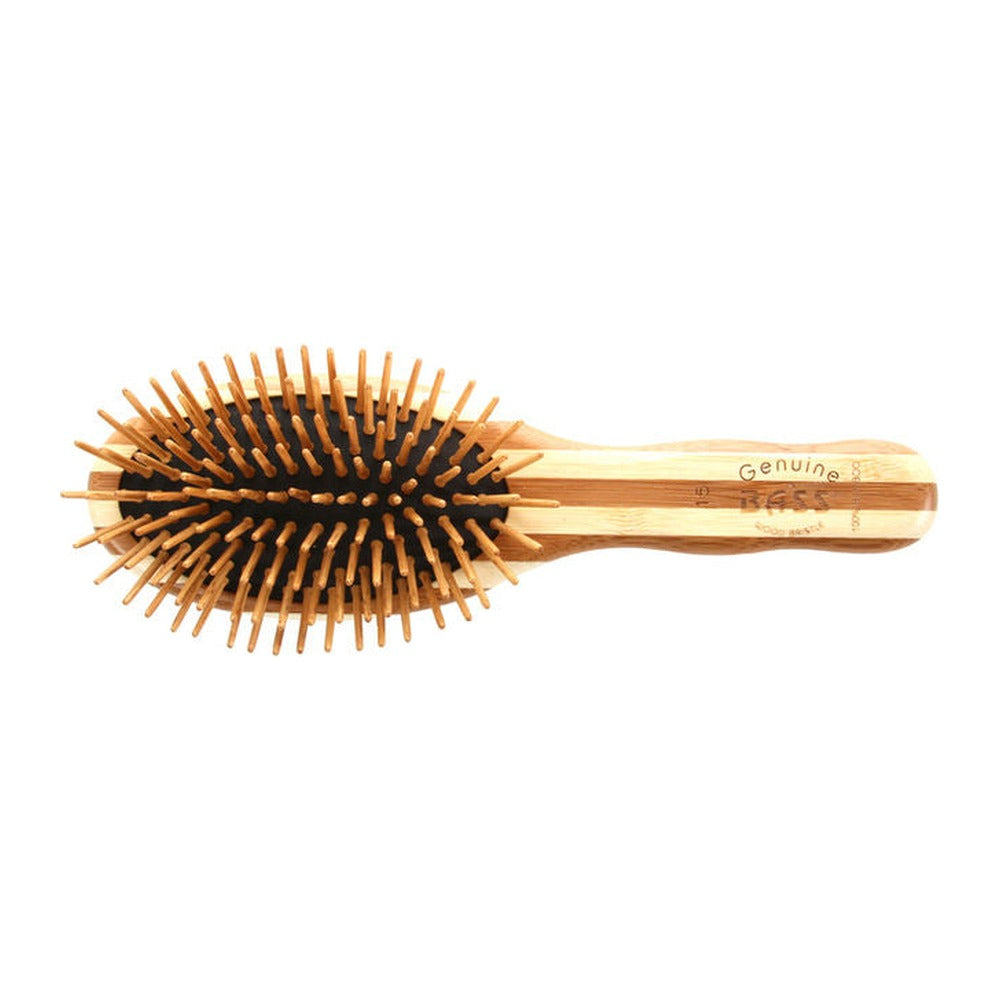 Bass Brushes The Green Brush Natural Bamboo Pin Hairbrush Sm Oval, Natural Striped Bamboo