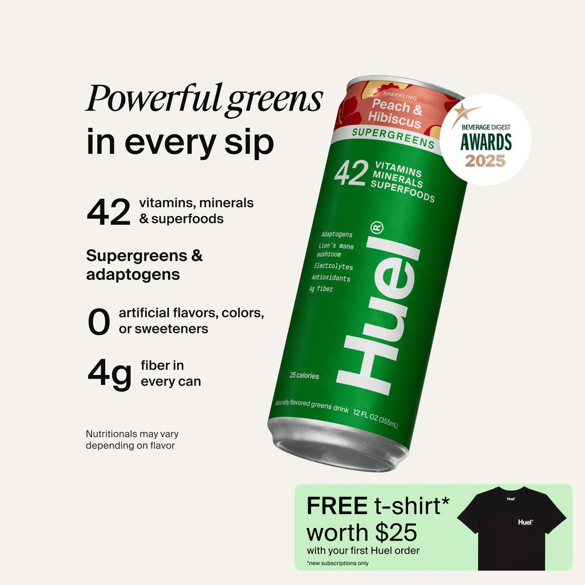 Huel Daily Greens Ready-to-Drink, Peach & Hibiscus