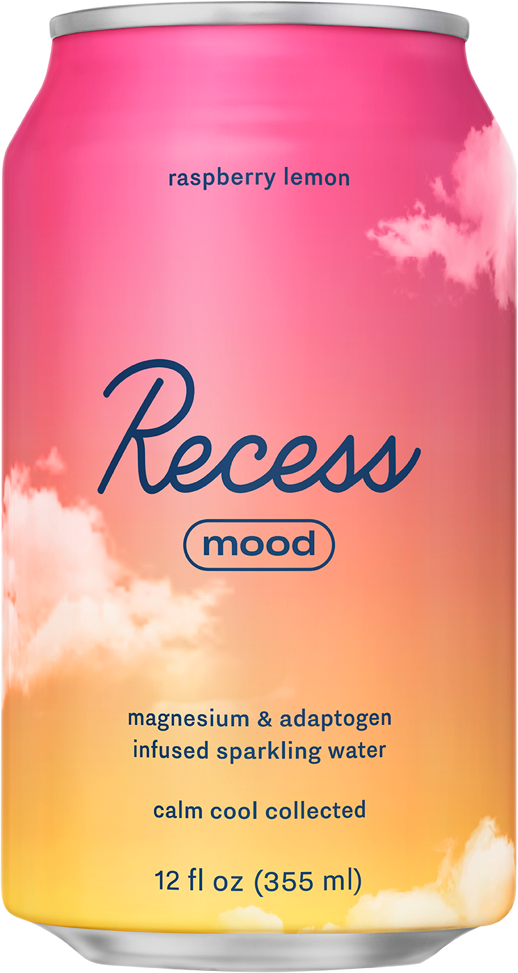 Recess Mood Sparkling Water, Raspberry Lemon 4 x 12 fl oz
