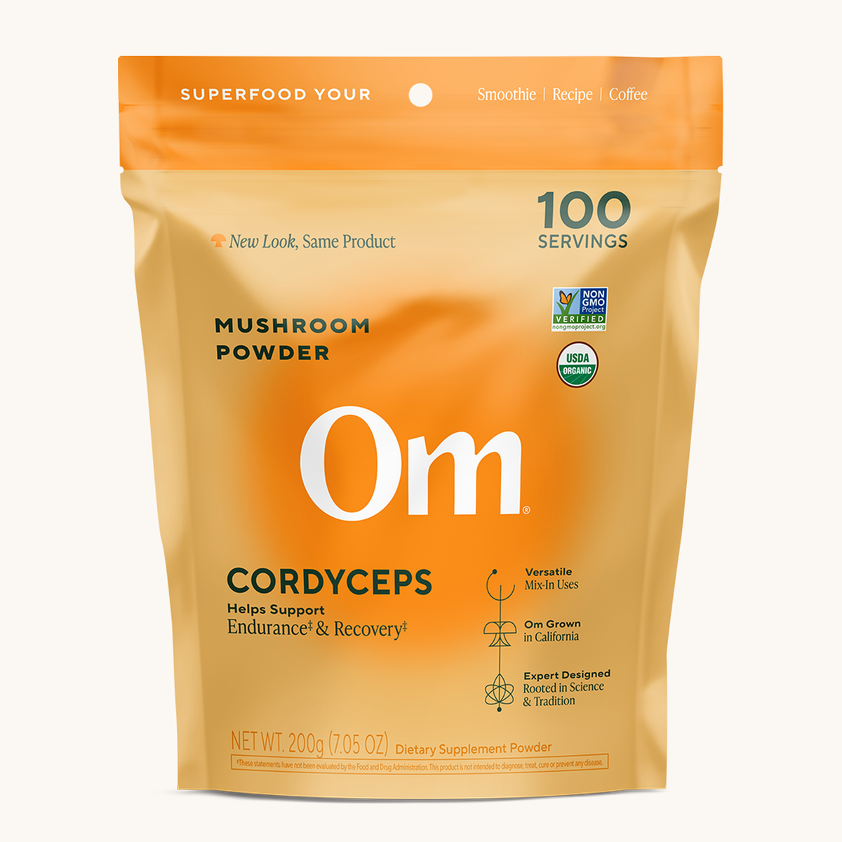 Om Mushroom Superfood Cordyceps Organic Mushroom Powder — 7.05 oz