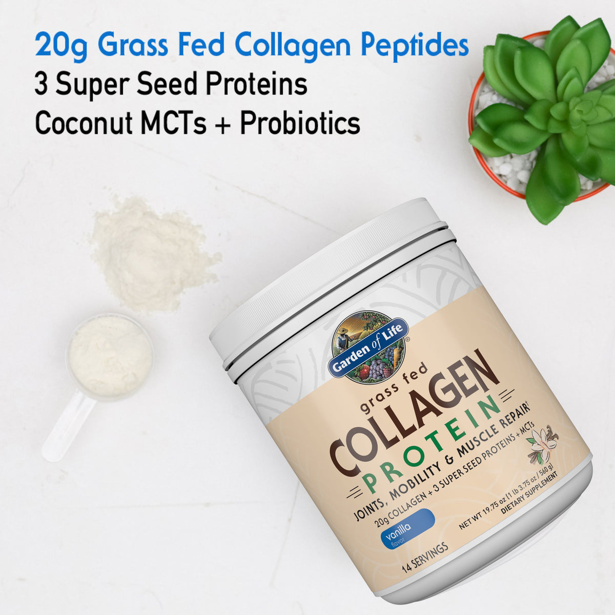 Garden of Life Grass Fed Collagen Protein Powder - Vanilla - Ingredient Highlight