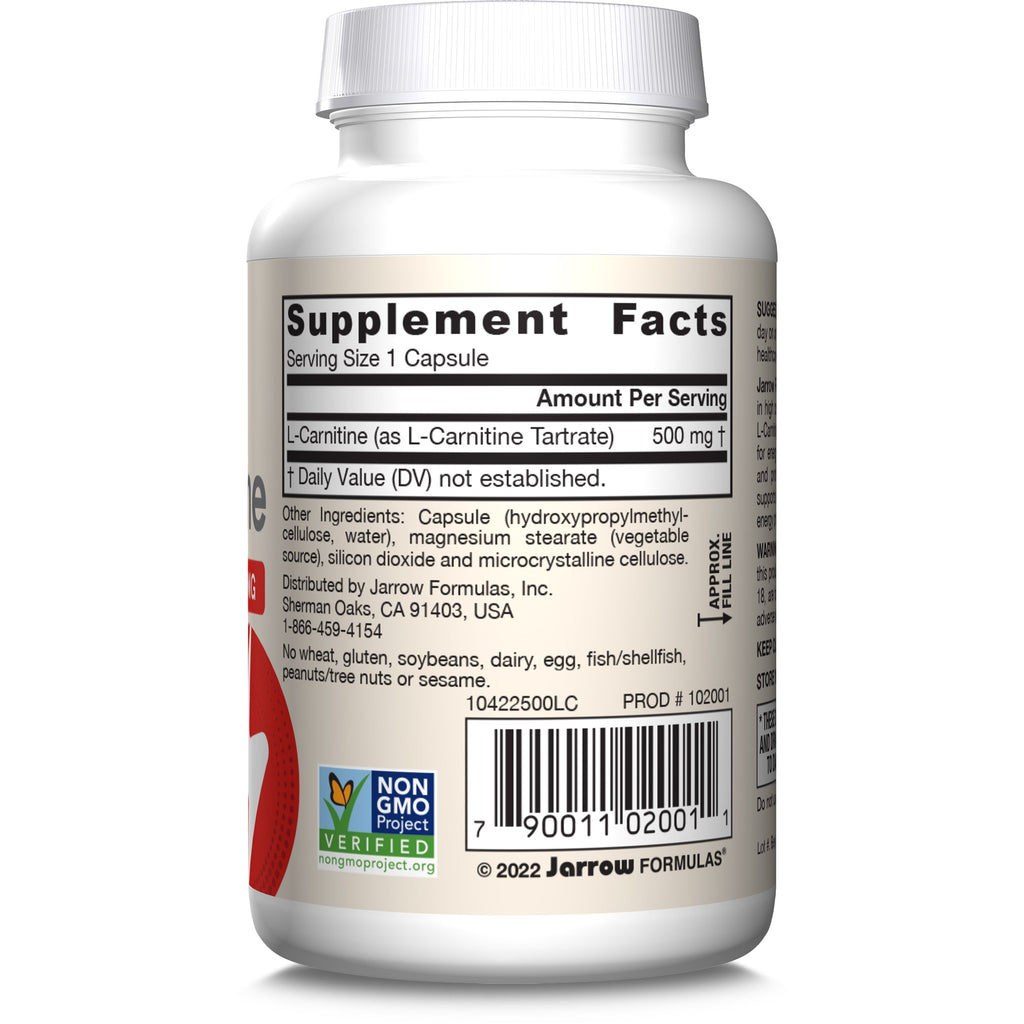 Supplement Facts for Jarrow Formulas L-Carnitine - 500mg Veggie Capsules
