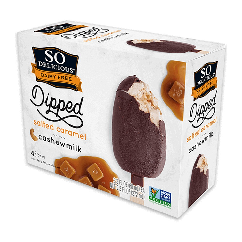 SO DELICIOUS Dipped Salted Caramel Cashewmilk Frozen Dessert Bars 4 ct / 9.2 fl oz