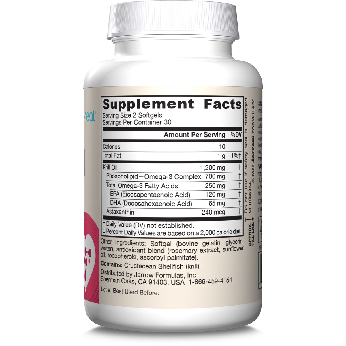 Supplement Facts for Jarrow Formulas Krill Oil