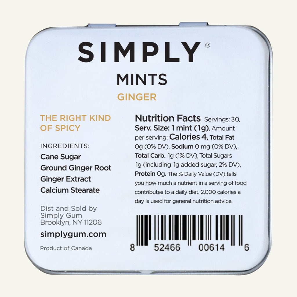Simply Mints, Ginger - Supplement/Nutrition Facts