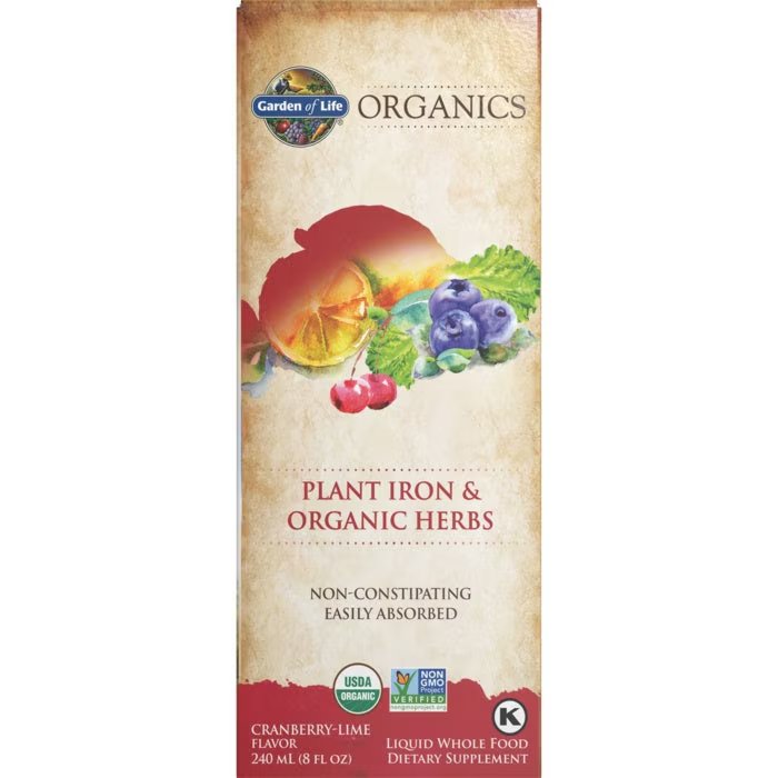 Garden of Life Organics Plant Iron & Organic Herbs - Cranberry Lime - 8 FL OZ