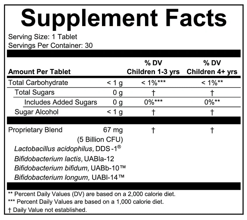 Supplement Facts for ChildLife Essentials ChildBiotics Immune & Digestive Support