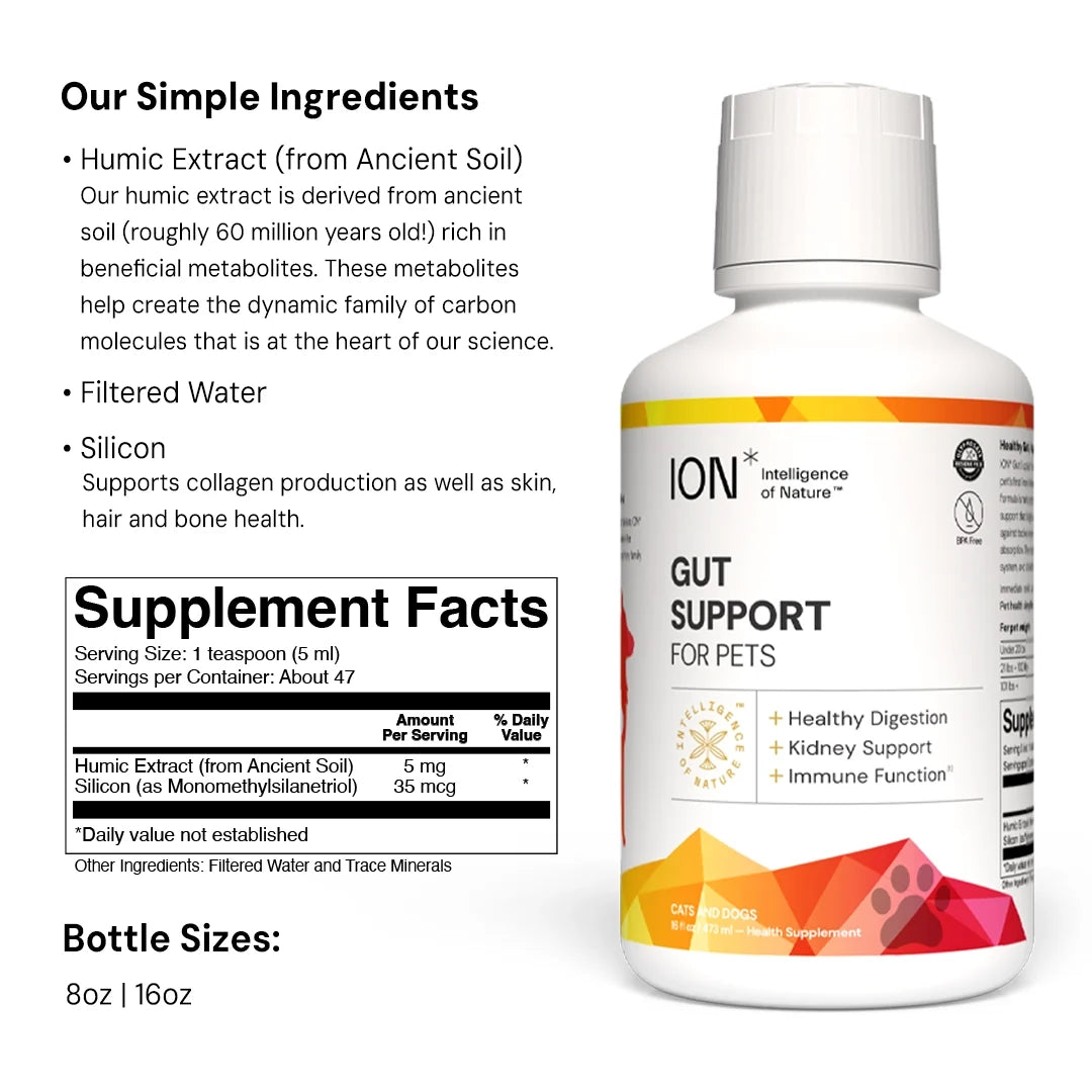 ION* Gut Support For Pets ingredients and Supplement Facts panel