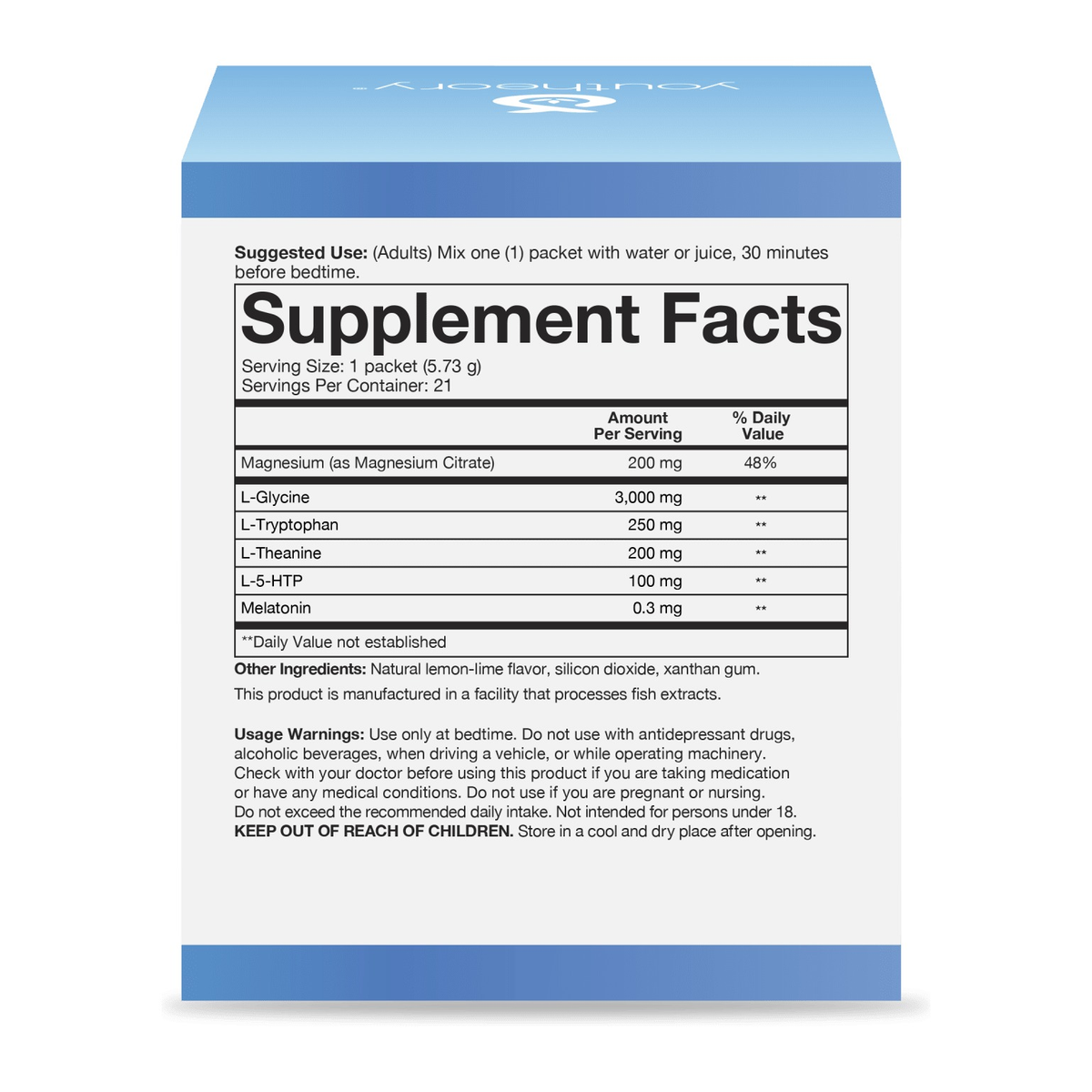 Supplement Facts for Youtheory Sleep Powder Advanced Packet