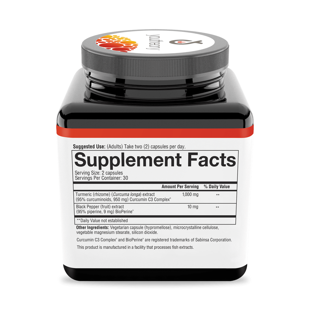 Supplement Facts for Youtheory Turmeric Extra Strength Capsules