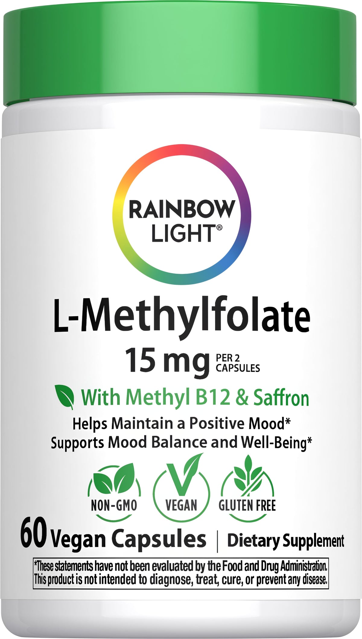 Rainbow Light L-Methylfolate 15 mg + Methyl B12 & Saffron