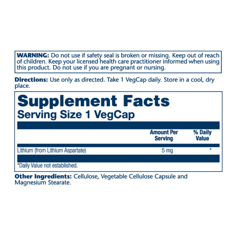 Solaray Lithium Aspartate 5mg