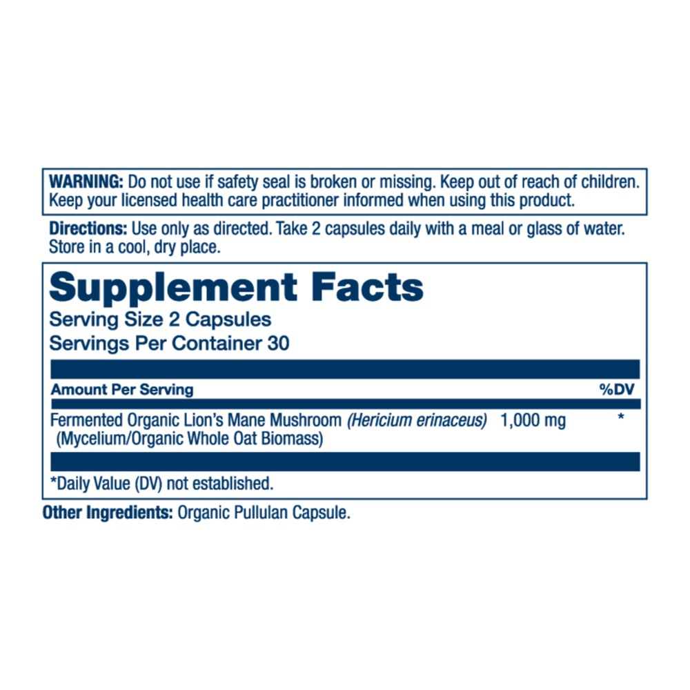 Solaray Fermented Lion's Mane Mushroom 1000mg