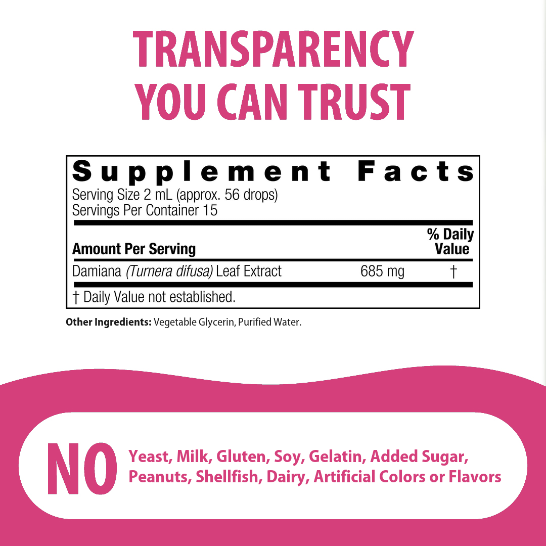 Supplement Facts for Nature's Answer Damiana Leaves Extract - Alcohol Free