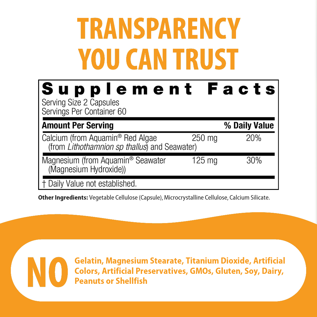 Supplement Facts for Nature's Answer Plant Based Calcium Magnesium