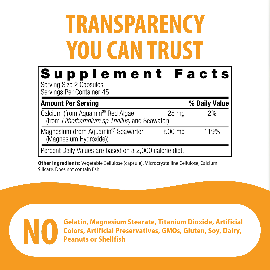 Supplement Facts for Nature's Answer Plant Based Magnesium