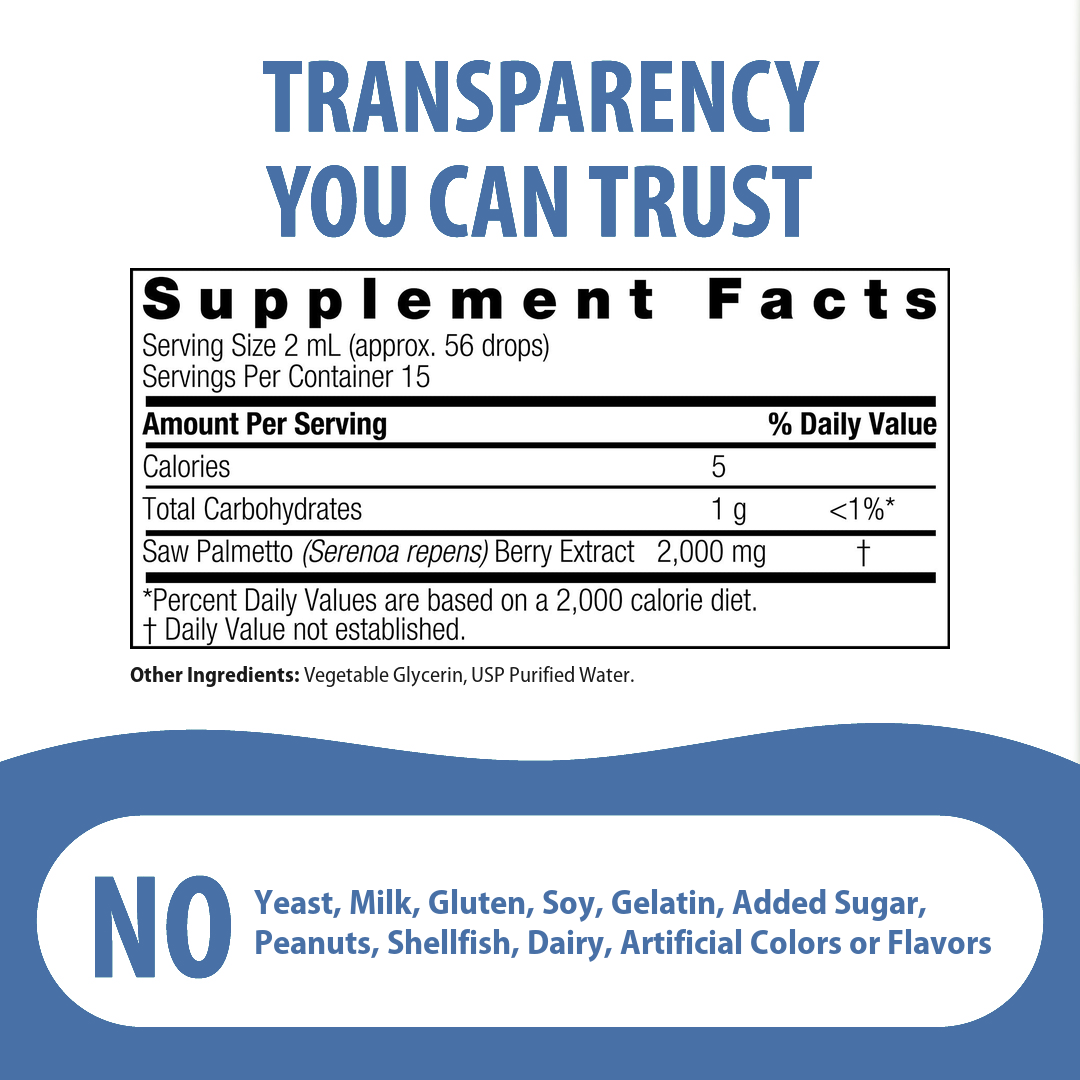 Supplement Facts for Nature's Answer Saw Palmetto Extract - Alcohol Free
