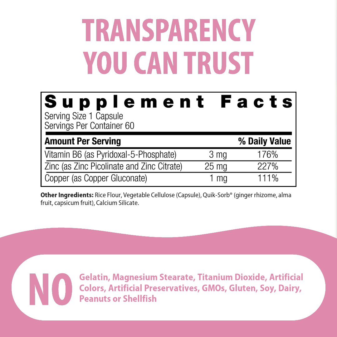 Supplement Facts for Nature's Answer Zinc Plus P-5-P & Copper