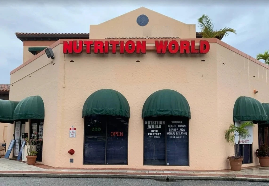 Nutrition World storefront on PGA Boulevard, Palm Beach Gardens