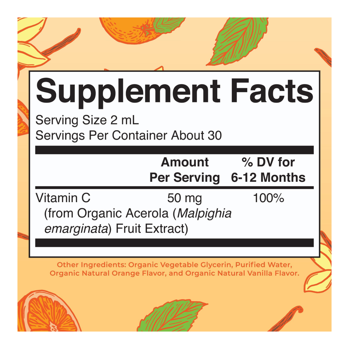 MaryRuth Organics Organic Infants Vitamin C Liquid Drops - Supplement Facts