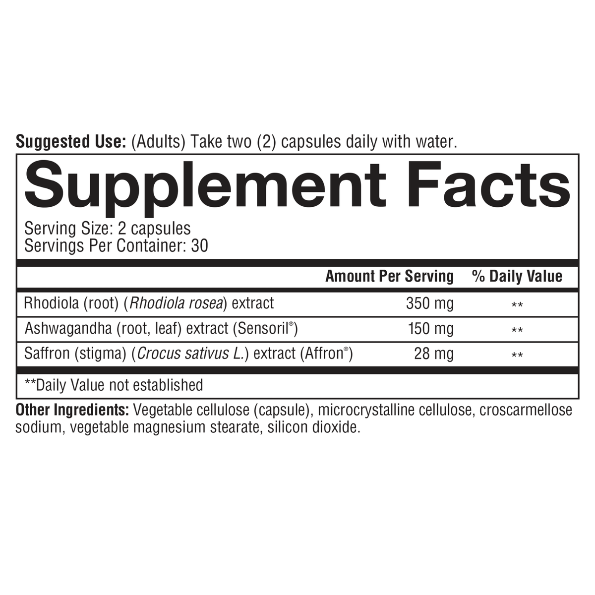 Supplement Facts for Youtheory Saffron