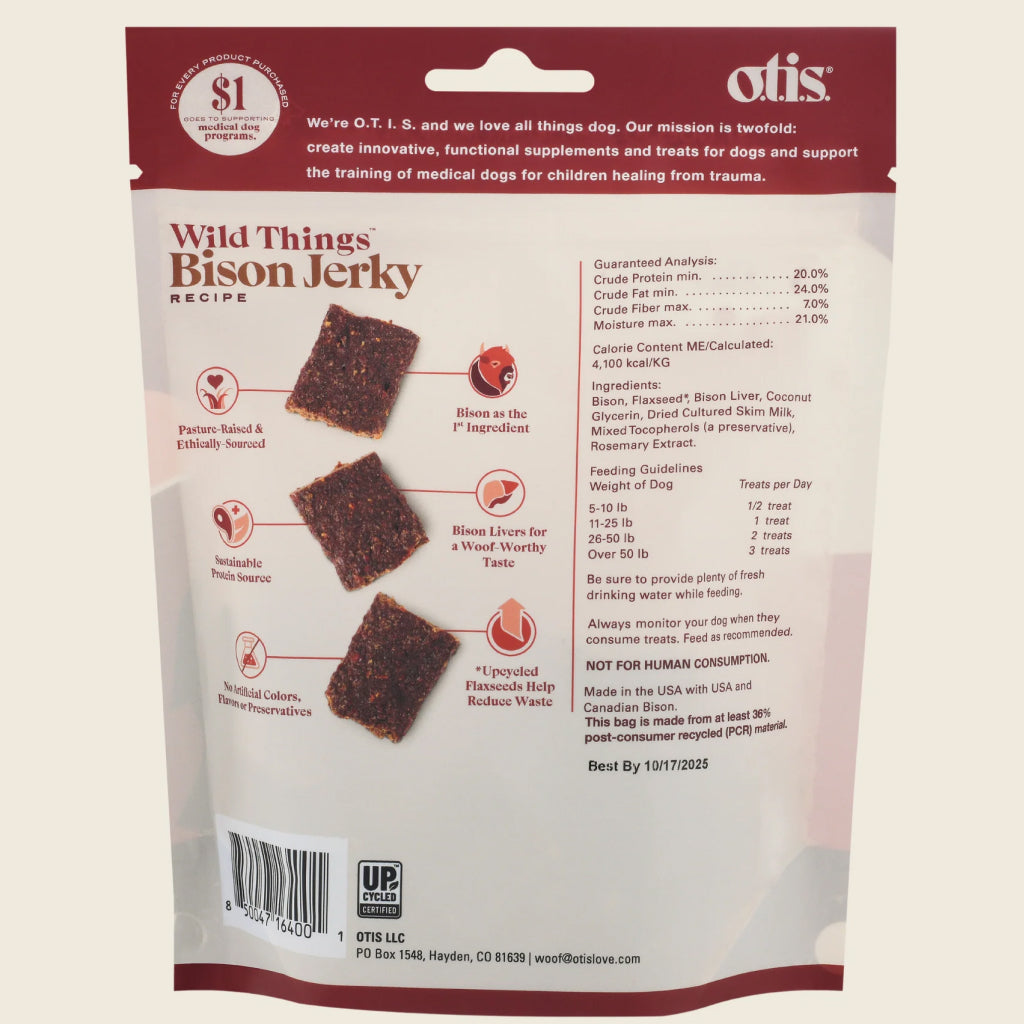 Back of Otis Wild Things Bison Jerky