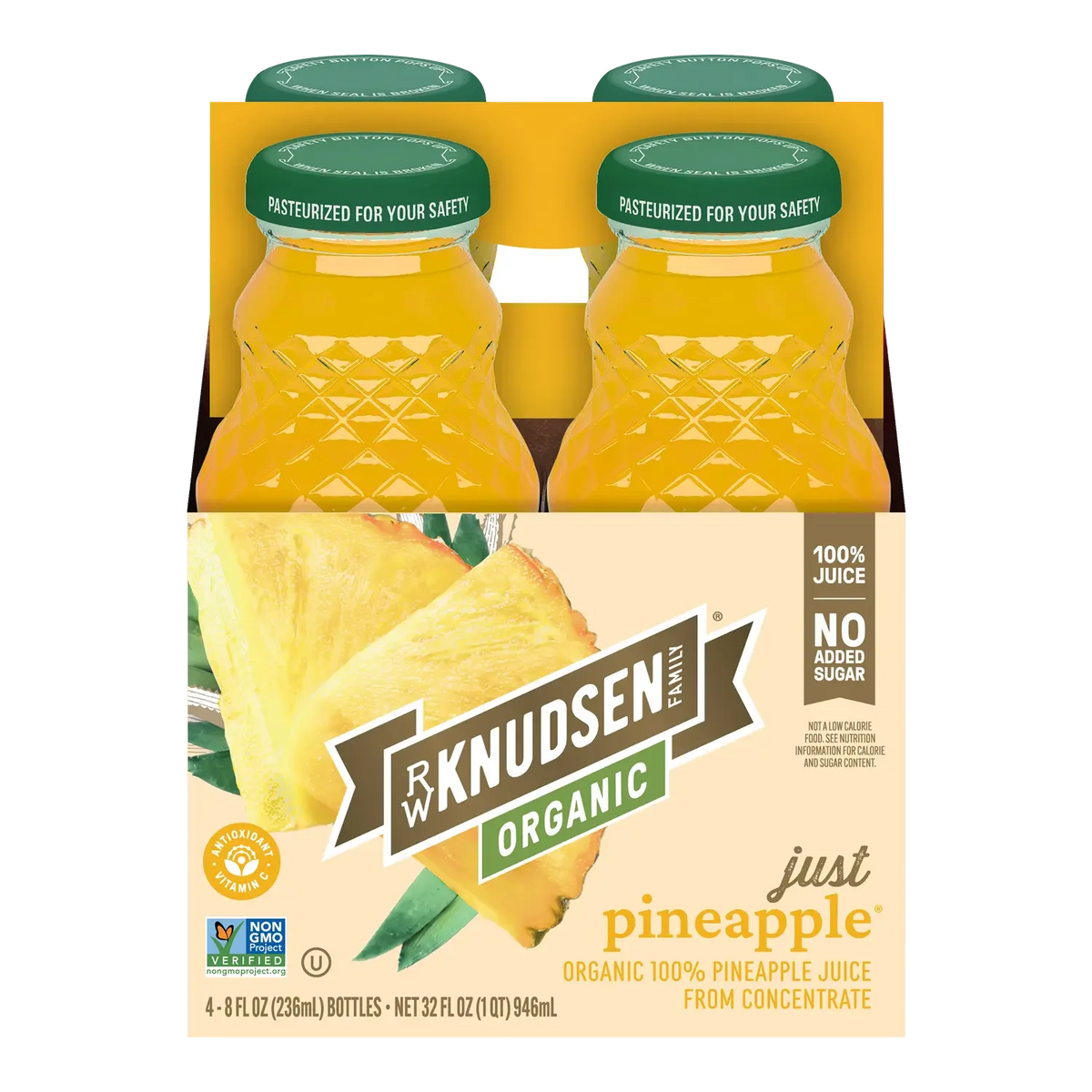 Organic Just Pineapple Juice 4 x 8 fl oz (32 fl oz) - R.W. Knudsen Family