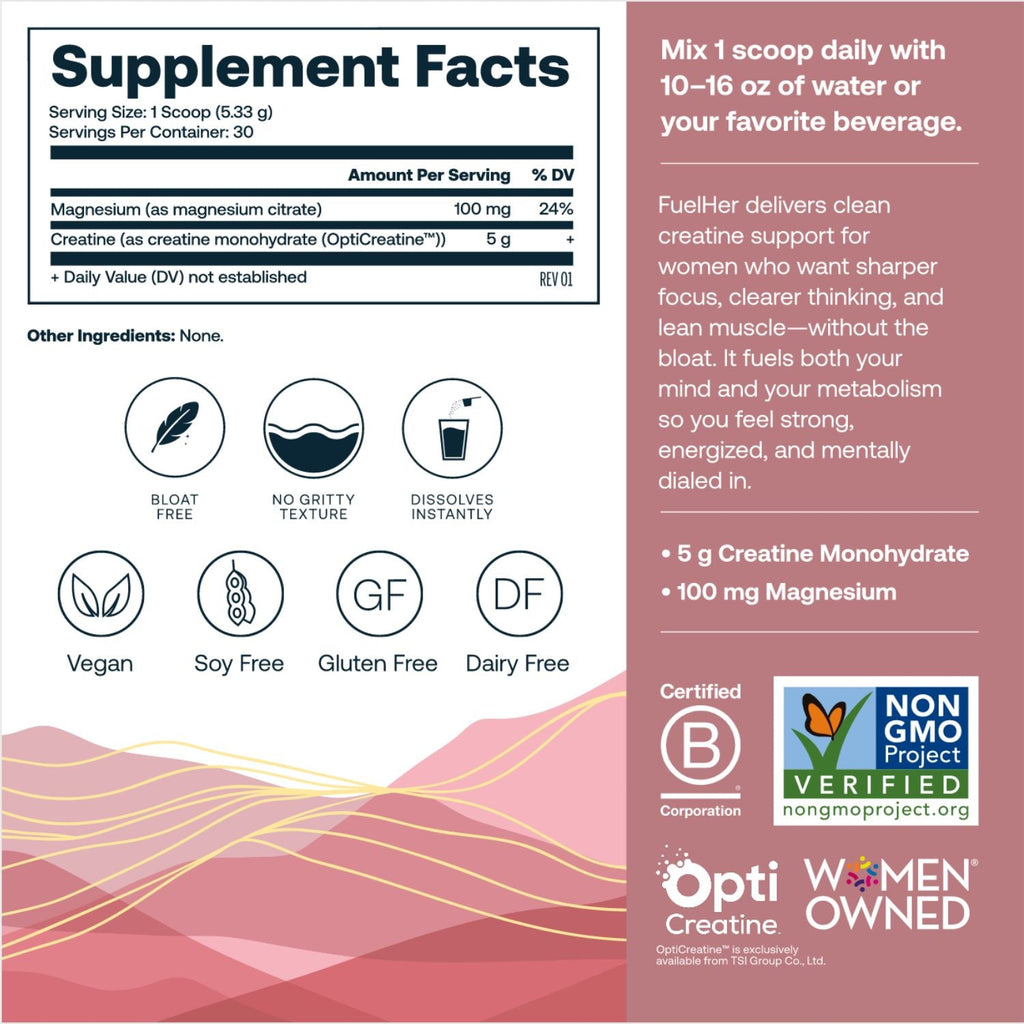 FuelHer RapidMix Creatine Supplement Facts