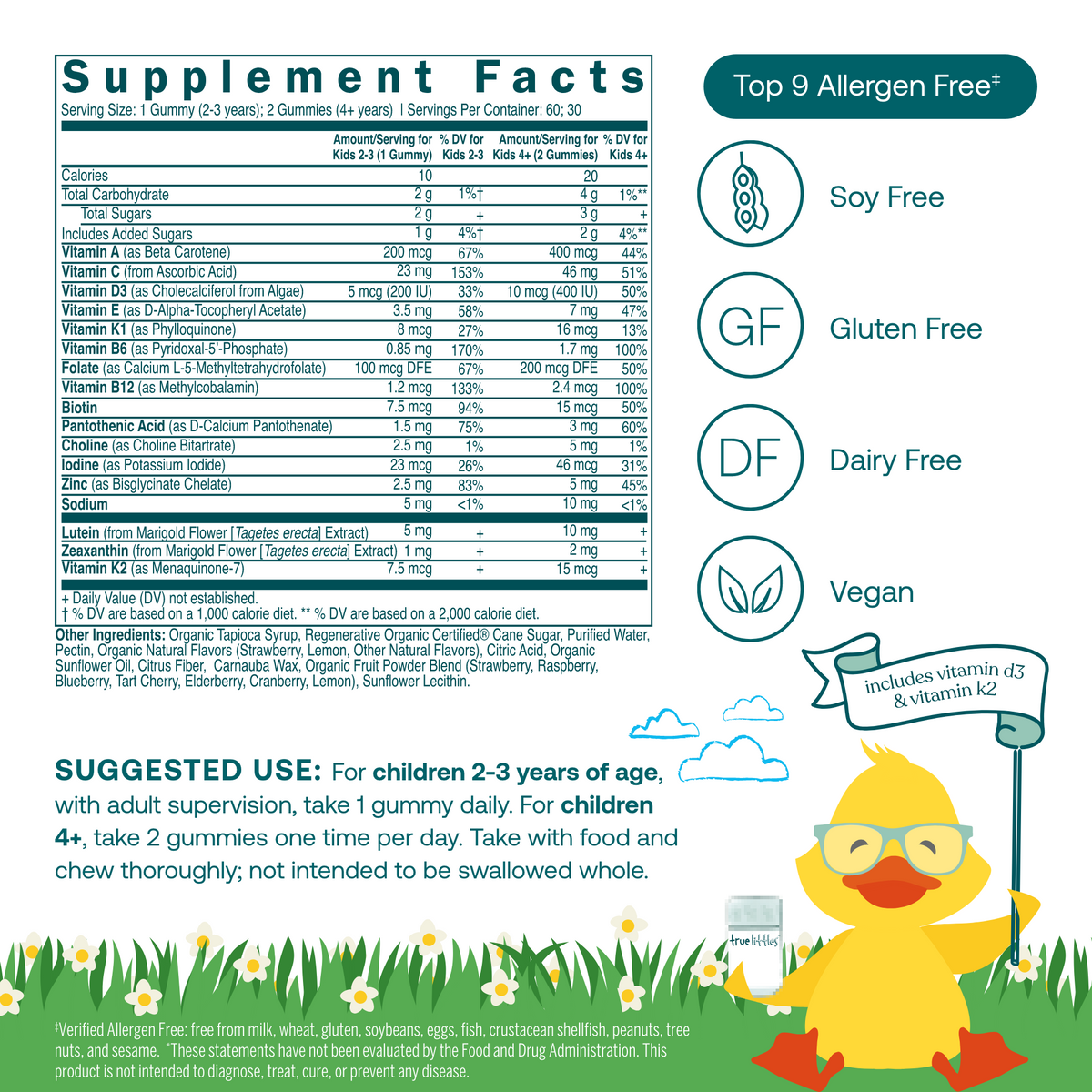 True Littles Daily Kids Multivitamin Supplement Facts